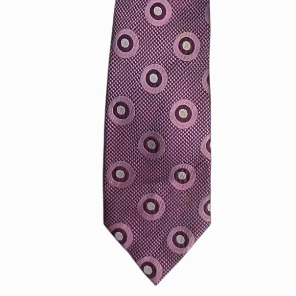 Ben Sherman Silk Neck Tie Purple Circles Classic Handmade Preppy Executive - Picture 1 of 7